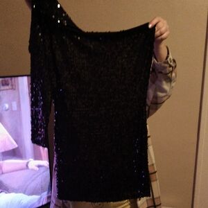 Leg Avenue Black One-Shoulder Sequin Dress